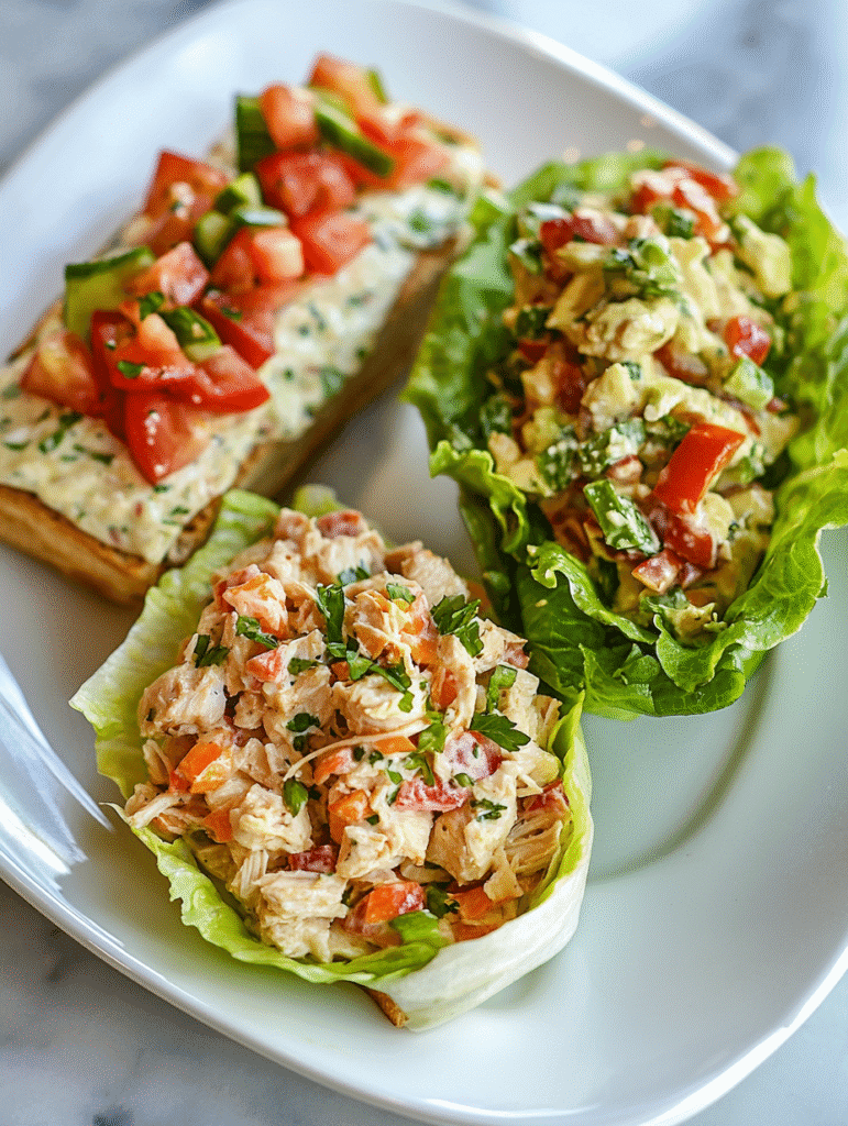 Chicken salad served three different ways