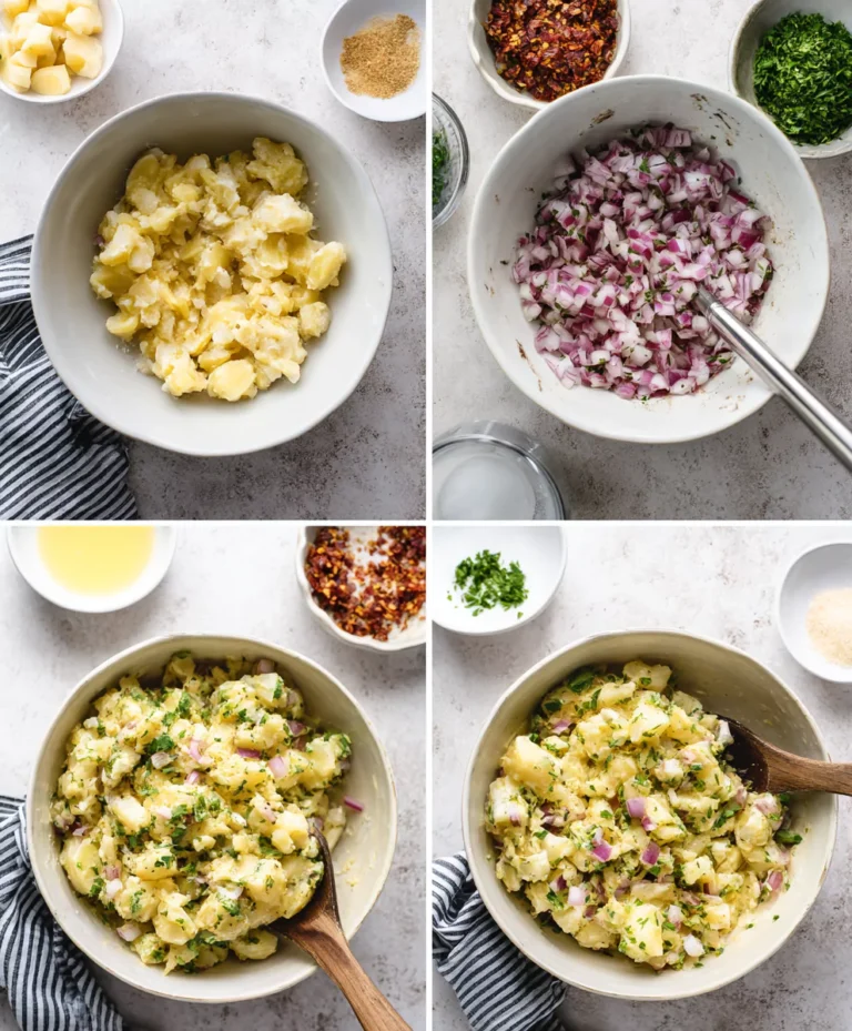 Visual guide for making American Potato Salad