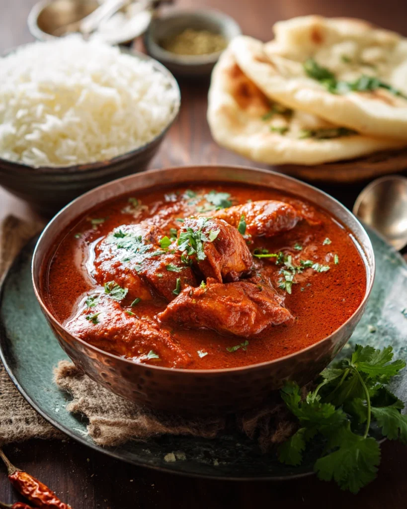 Chicken masala recipe with rice and naan