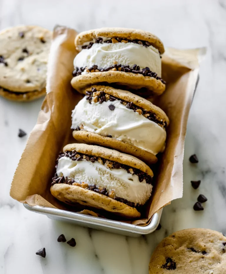 Cookie ice cream sandwiches served