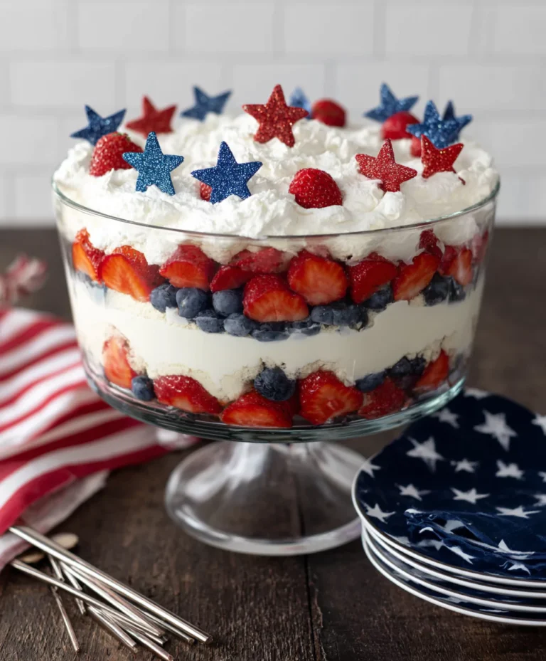 Finished patriotic trifle with star pattern